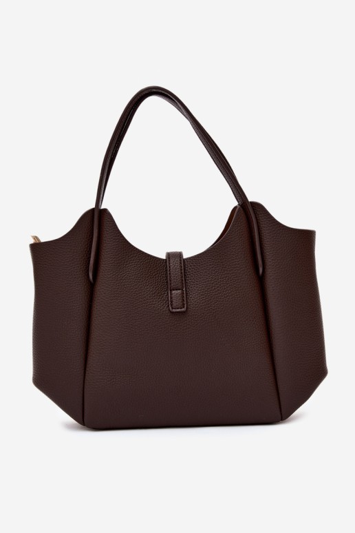 Flora&Co moteriška odinė rankinė šokolado ir karamelės spalvos