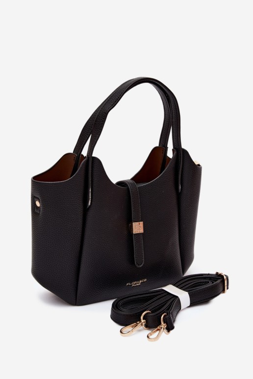 Flora&Co moteriška odinė rankinė, juodos iriso spalvos