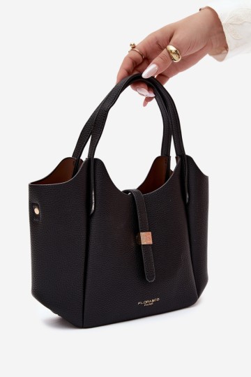 Flora&Co moteriška odinė rankinė, juodos iriso spalvos