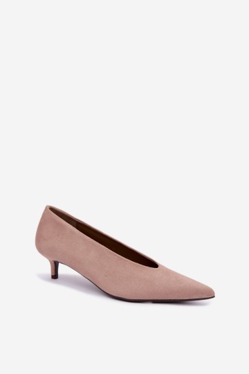 Nuretta Beige Kitten Heel Suede siurbliai 2