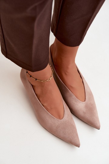 Nuretta Beige Kitten Heel Suede siurbliai