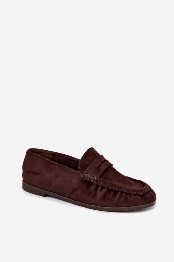 Moteriški mokasinai su raukiniais Eco Suede šokolado spalvos Sabley 2