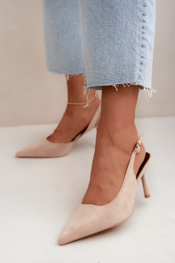 Smėlio spalvos „Cassy Suede“ aukštakulnės basutės