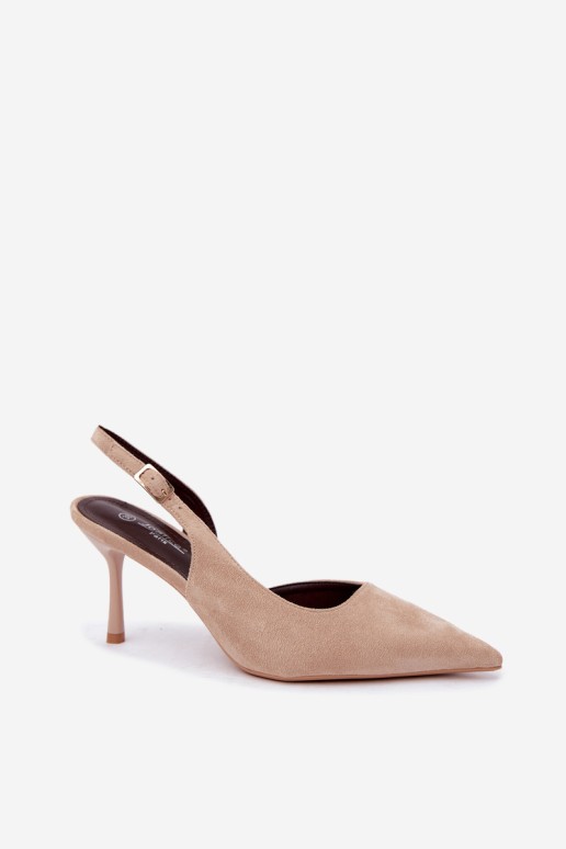 Smėlio spalvos „Cassy Suede“ aukštakulnės basutės