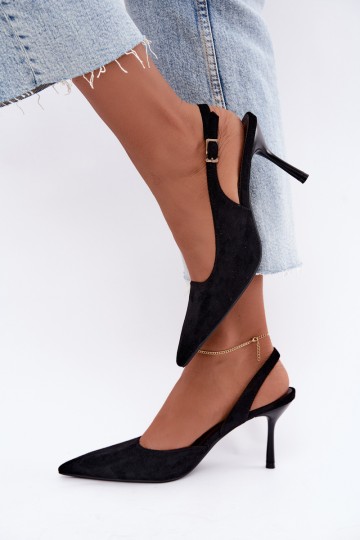 Juodos „Cassy Suede“ aukštakulnės basutės