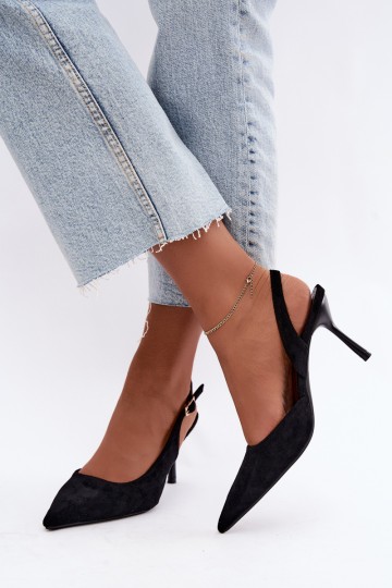 Juodos „Cassy Suede“ aukštakulnės basutės