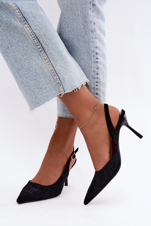 Juodos „Cassy Suede“ aukštakulnės basutės